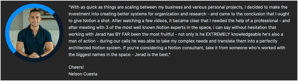 Nelson Notion Testimonial