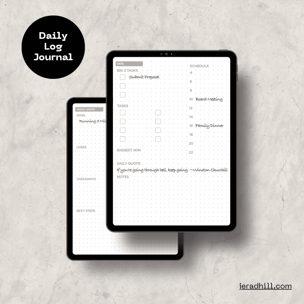 Daily Log Journal - Undated Bullet Journal Style Template